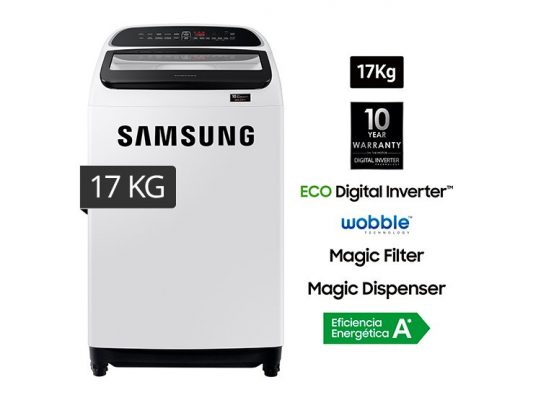 SAMSUNG LAVADORA CARGA SUPERIOR WA17T6260BW/PE 17KG – BLANCO – New Plaza